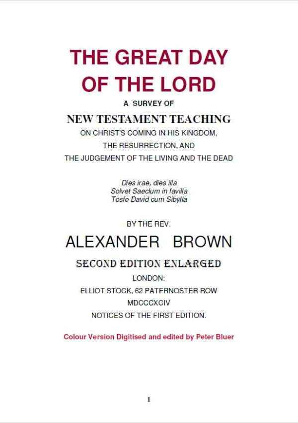 The Great Day Of The Lord By Rev Alexander Brown